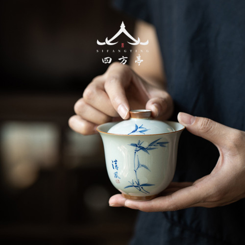 茶具套裝手繪新款功夫茶杯蓋碗高檔禮盒中式輕奢家用泡茶2023新款