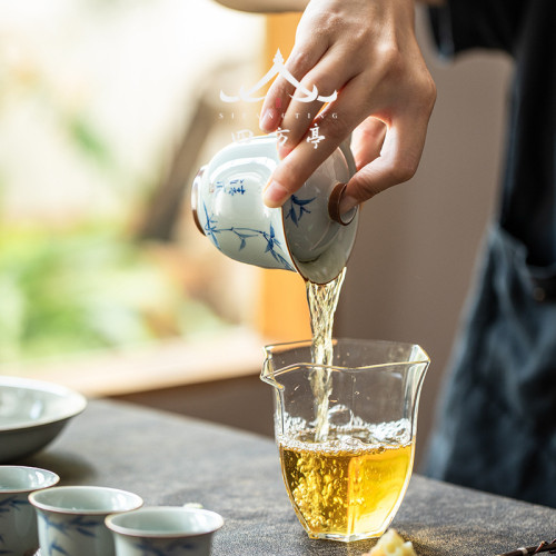 茶具套裝手繪新款功夫茶杯蓋碗高檔禮盒中式輕奢家用泡茶2023新款