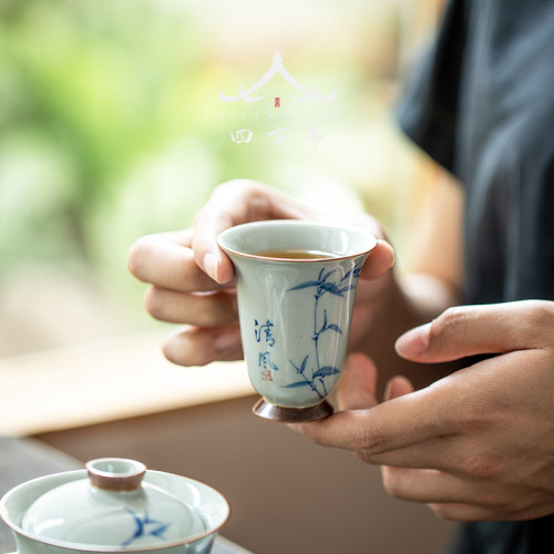 茶具套裝手繪新款功夫茶杯蓋碗高檔禮盒中式輕奢家用泡茶2023新款