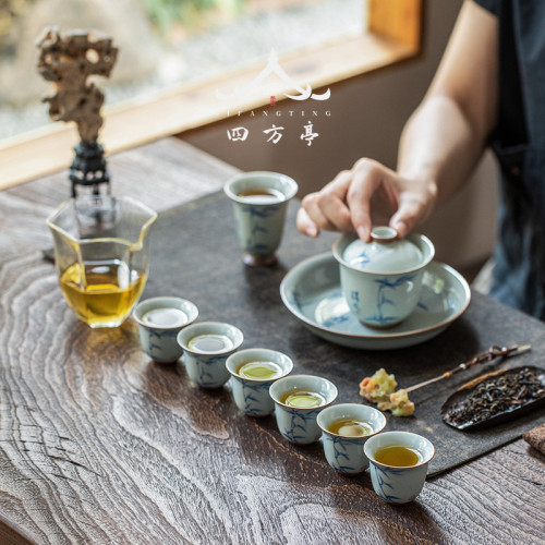 茶具套裝手繪新款功夫茶杯蓋碗高檔禮盒中式輕奢家用泡茶2023新款