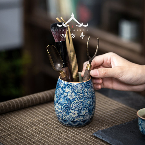 功夫茶具套裝青花瓷輕奢高檔茶杯蓋碗茶壺辦公室會客泡茶2023新款