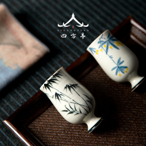 日式手繪茶杯陶瓷景德鎮主人杯功夫杯子和風酒杯聞香杯白酒杯家用