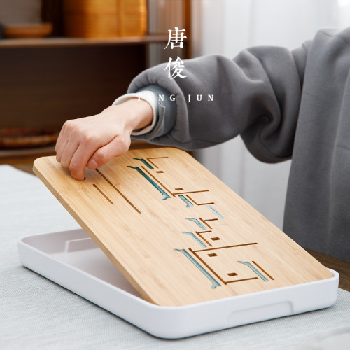 唐俊日式茶盤小清新陽台小資蓄水乾泡台現代簡約竹製小茶台茶托海