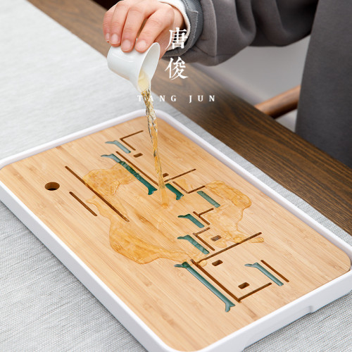 唐俊日式茶盤小清新陽台小資蓄水乾泡台現代簡約竹製小茶台茶托海
