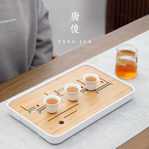 唐俊日式茶盤小清新陽台小資蓄水乾泡台現代簡約竹製小茶台茶托海