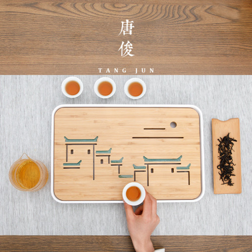 唐俊日式茶盤小清新陽台小資蓄水乾泡台現代簡約竹製小茶台茶托海