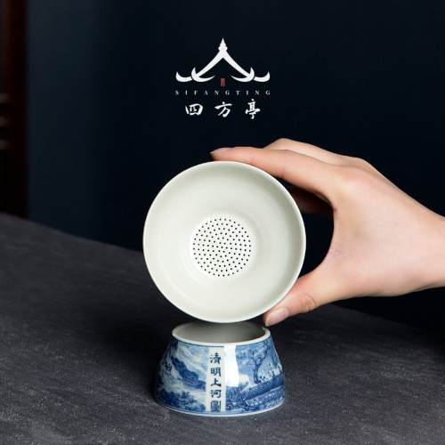 四方亭 景德鎮青花瓷功夫茶具套裝風白瓷蓋碗茶杯禮盒高檔