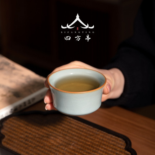 四方亭 汝窰快客杯旅行茶具一壺兩杯戶外喝茶裝備可攜式包陶瓷茶壺