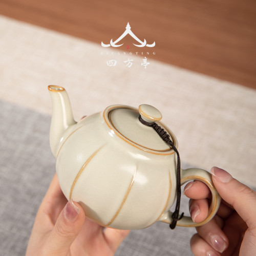 四方亭 汝窰功夫茶具套裝高檔輕奢防燙蓋碗茶壺家用客廳茶杯泡茶