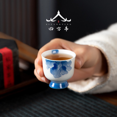 空見景德鎮汝窰手繪品茗杯功夫茶杯主人杯單杯喝茶杯個人專用杯子
