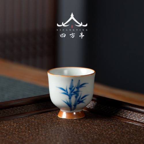 空見景德鎮汝窰手繪品茗杯功夫茶杯主人杯單杯喝茶杯個人專用杯子