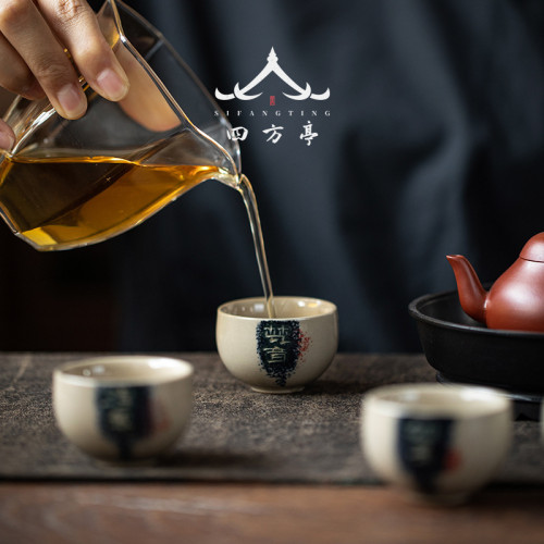 茶杯陶瓷主人杯品茗杯禪意禪定杯蛋形杯6衹客人杯和茶杯杯子