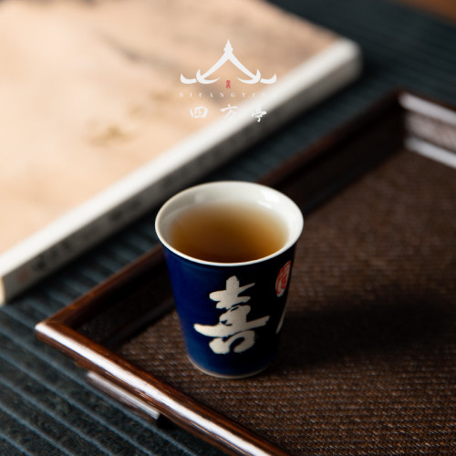 文藝景德鎮手繪茶杯復古單杯薄胎創意陶瓷功夫茶具茶盞主人杯精緻