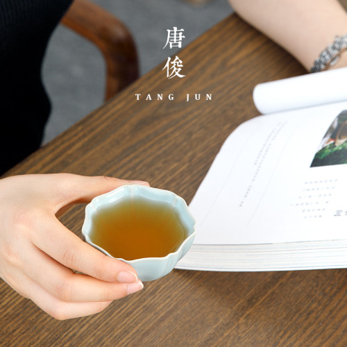 茶碗主人杯開片汝窰功夫茶杯茶具陶瓷茶盞冰裂單杯高檔百家姓