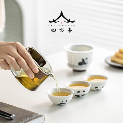 快客杯旅行茶具套裝可攜式功夫茶杯一人熊貓泡茶杯茶壺個人專用