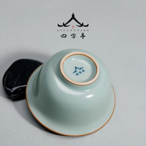 四方亭 汝窰蓋碗大號茶碗茶杯三才蓋杯釦碗景德鎮茶具單個高級