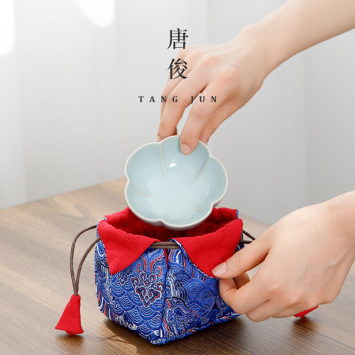 汝窰茶杯開片品茗杯功夫茶具杯子花瓣大號女士花朵主人杯雕刻