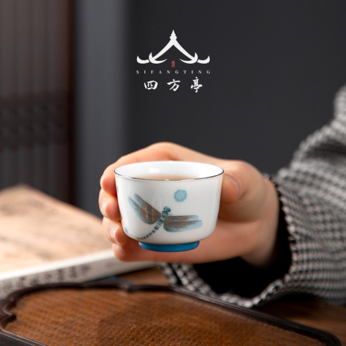 唐俊羊脂玉白瓷茶杯喝茶小杯子陶瓷品茗杯套裝茶碗茶盞茶具主人杯