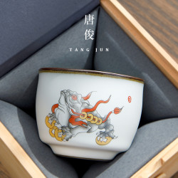汝窰茶杯杯景德鎮男士大號主人陶瓷功夫套裝個人單杯功夫茶茶具