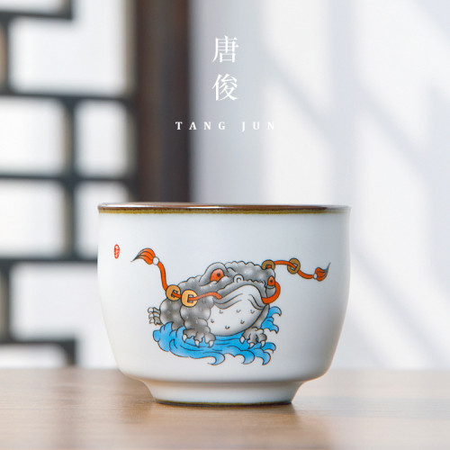 汝窰茶杯杯景德鎮男士大號主人陶瓷功夫套裝個人單杯功夫茶茶具