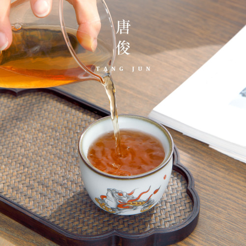 汝窰茶杯杯景德鎮男士大號主人陶瓷功夫套裝個人單杯功夫茶茶具