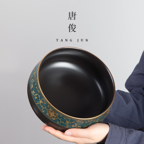 唐俊 琺瑯彩茶洗大號特大杯洗放茶杯加大水洗大容量筆洗家用配件