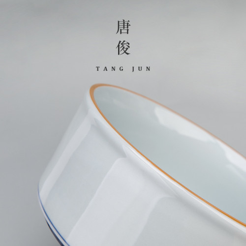 唐俊 景德鎮茶洗大號茶缸杯洗茶道配件中式水盂手繪