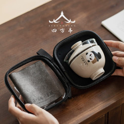 陶瓷旅行茶具快客杯一人茶具女可攜式茶杯一壺一杯單人熊貓泡茶杯