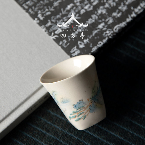 草木灰茶杯仿古家用小品茗杯陶瓷單杯復古功夫茶具喝茶客人杯套裝