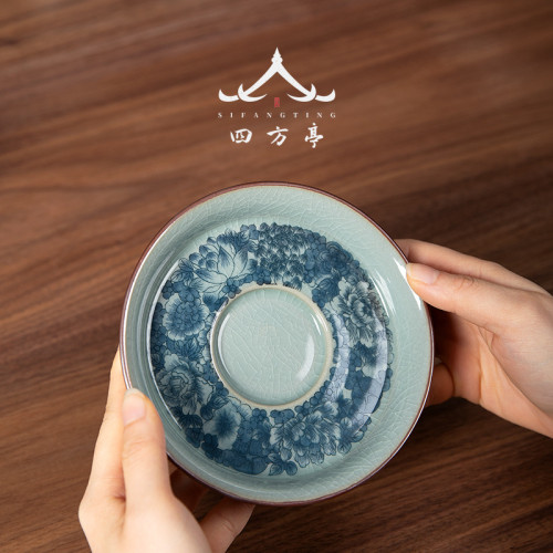 蓋碗茶杯高足三才茶碗青花瓷景德鎮單個高檔茶具中式古典風