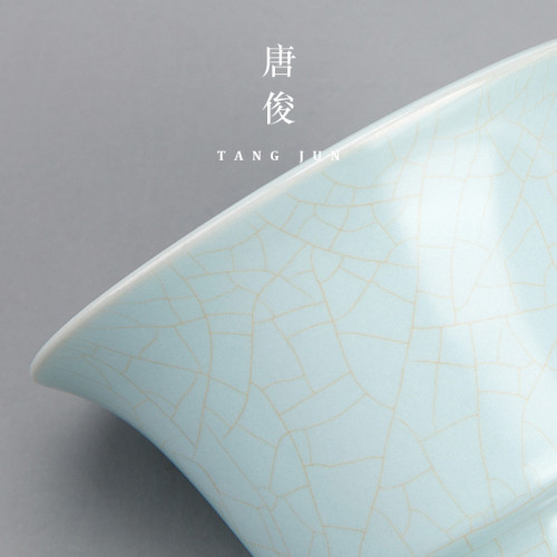 四方亭 汝窰三才蓋碗小號茶碗陶瓷開片可養茶杯120ml汝瓷功夫茶具