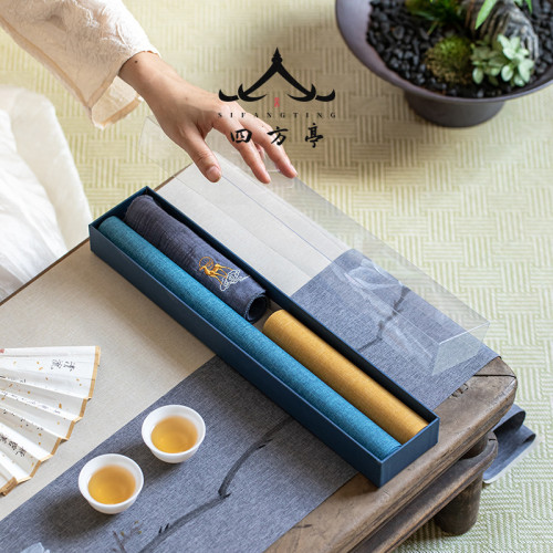 手繪新中式桌旗禪意防水茶蓆茶台布藝輕奢高級茶幾桌布茶桌墊布