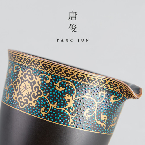 四方亭金絲琺瑯彩公道杯陶瓷家用分茶器手抓大號中式茶海茶漏套裝