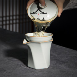 空見 公道杯汝瓷茶海創意茶漏一體過濾公杯茶具用品工具汝窰套裝