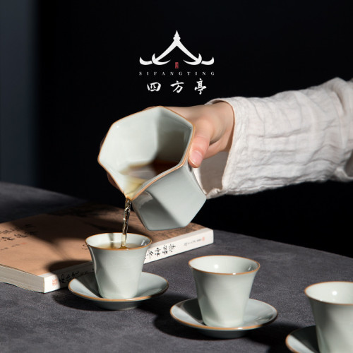 空見 公道杯汝瓷茶海創意茶漏一體過濾公杯茶具用品工具汝窰套裝