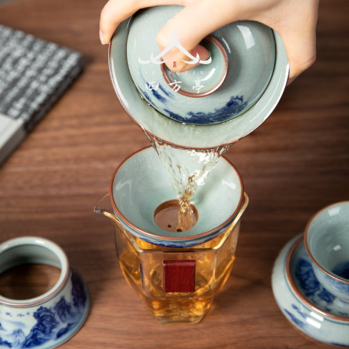 玻璃公道杯茶漏一體套裝茶濾加厚耐熱分茶器高檔日式茶海公杯配件