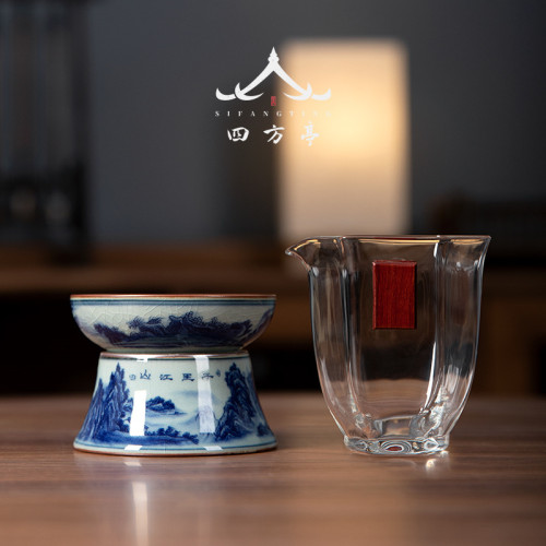 玻璃公道杯茶漏一體套裝茶濾加厚耐熱分茶器高檔日式茶海公杯配件