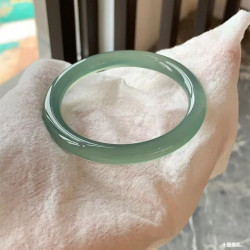 手鐲女高冰透冰種油青玉髓瑪瑙玉石鐲子細圓條少女網紅8mm美人鐲