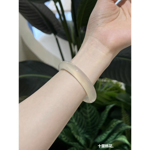 白月光荔枝凍瑪瑙手鐲女天然玉髓鐲子冰種玉鐲高冰翡翠玉手鐲女款