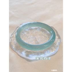 天然瑪瑙手鐲女圓條冰種正品天然青白玉髓手鐲冰透淺綠玉鐲油青鐲