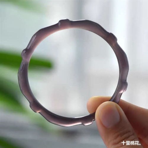 菸竹節手鐲女款瑪瑙帝王細圓條紫細冰紫玉髓手鐲紫灰竹子瑪瑙手鐲