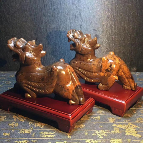 永韻  天然紅曜石貔貅擺件一對貔貅辦公室客訂大小貔貅擺件