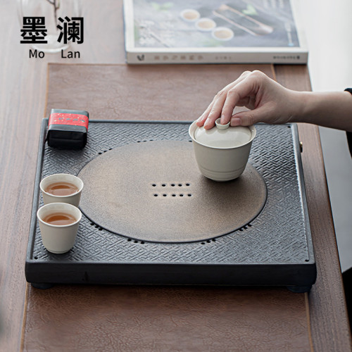 陶瓷茶盤輕奢乾泡台家用陽台客廳儲水盤茶海日式簡約復古中式會客