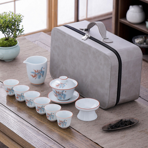 影青旅行套裝戶外可攜式高級茶具加厚青瓷全套商務禮品