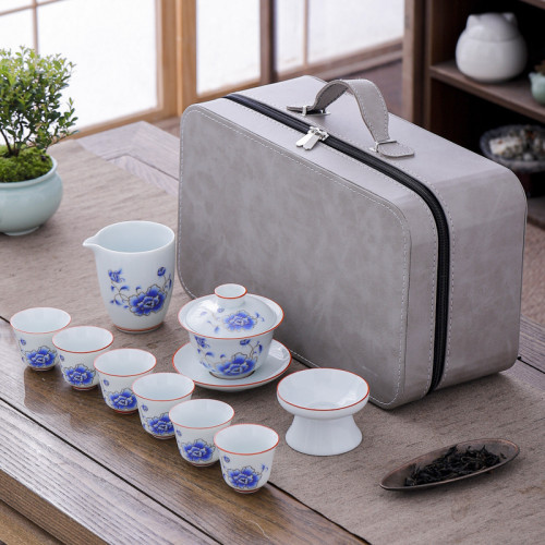 影青旅行套裝戶外可攜式高級茶具加厚青瓷全套商務禮品