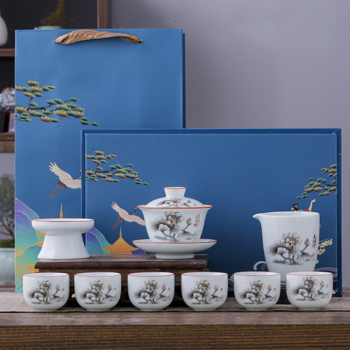 影青10頭青白瓷陶瓷泡茶商務家用全套茶具全品類高級商務禮品
