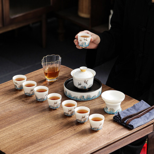 德化白瓷功夫茶具套裝整套家用陶瓷羊脂玉商務會議活動禮品