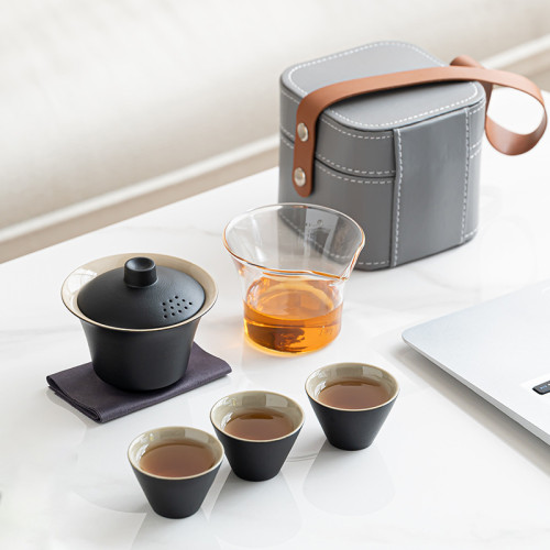 可攜式旅行茶具套裝玻璃戶外功夫茶具快客杯商務禮品伴手禮