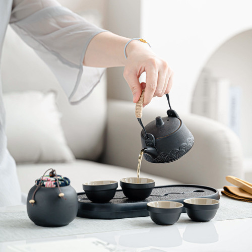輕奢簡約提梁壺旅行茶具套裝高顔值可攜式茶水分離活動創意伴手禮