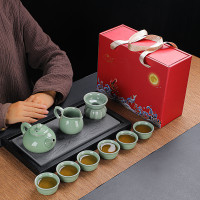  國潮創意哥窰茶具套裝功夫陶瓷茶具 伴手禮家用節日禮品